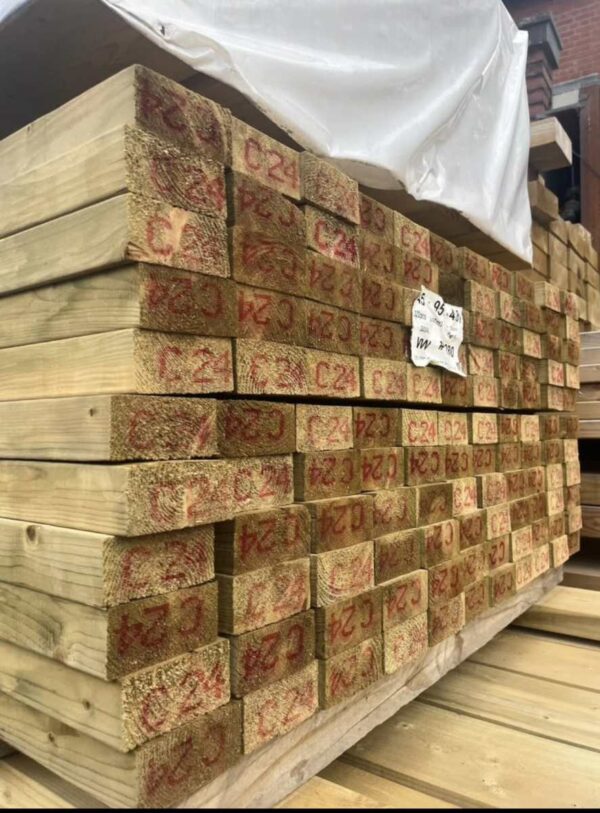 47 x 100mm (4x2”) approx. C24 Treated Carcassing Timber @£2.40 a m (inc vat) - Image 2